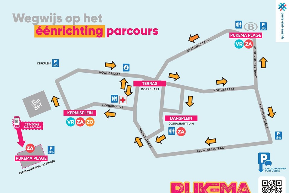 In het centrum van Puurs moet je de verplichte looprichting volgen.