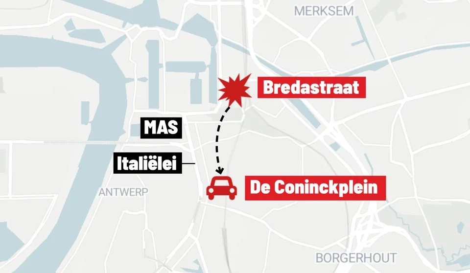 Maandagavond rond 19u kreeg de politie een melding van schoten in de Bredastraat in Antwerpen. Zo’n tien minuten later volgde het bericht dat er iemand op het De Coninckplein was neergestoken. 