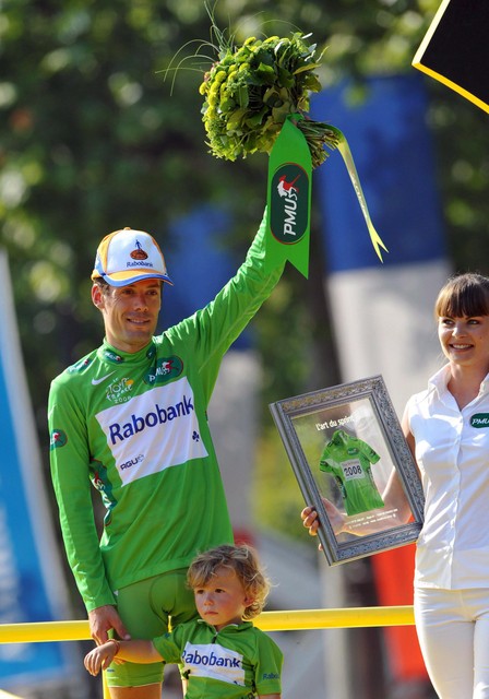 De kleine Marcos toen papa Oscar de groene trui won in de Tour van 2008 