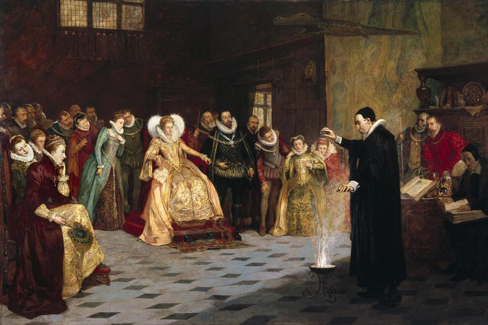 John Dee aan het hof van Koningin Elizabeth I. 