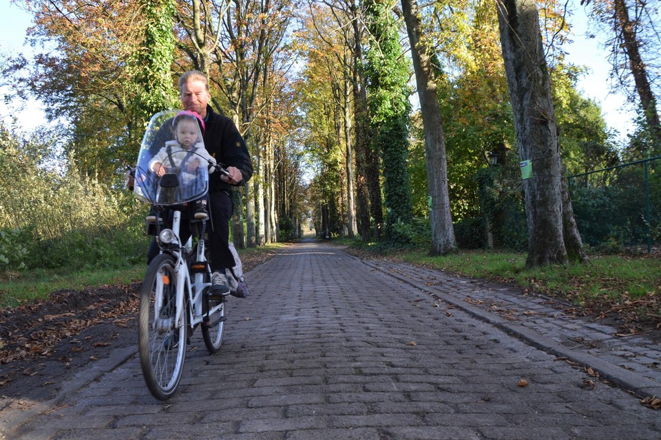 Fietsen in de Mostheuvellaan waar de bladeren en kastanjes volop vallen nu.