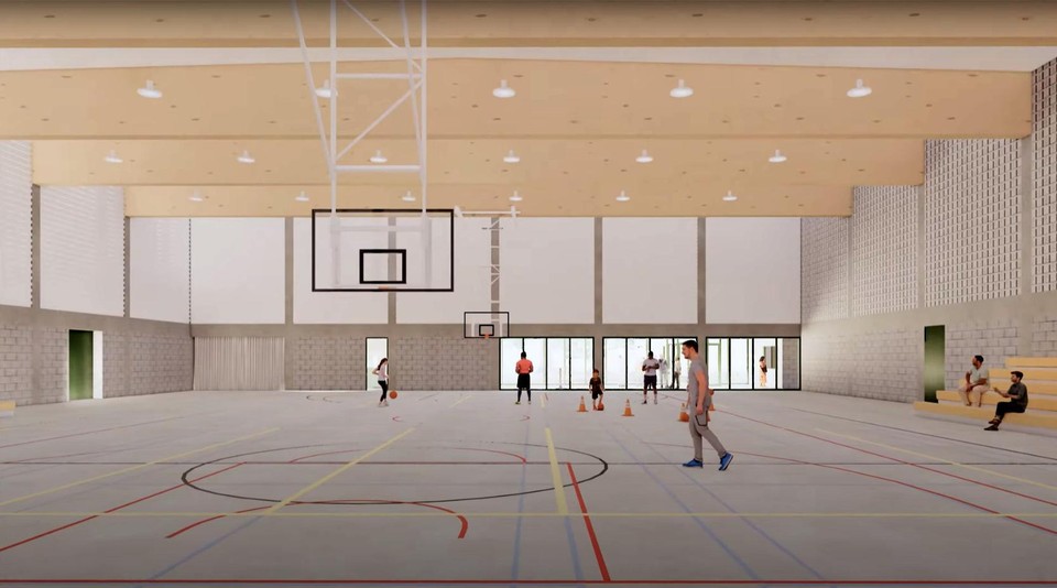 De nieuwe sportzaal biedt plaats aan onder meer badminton, basketbal, volleybal en zaalvoetbal. 