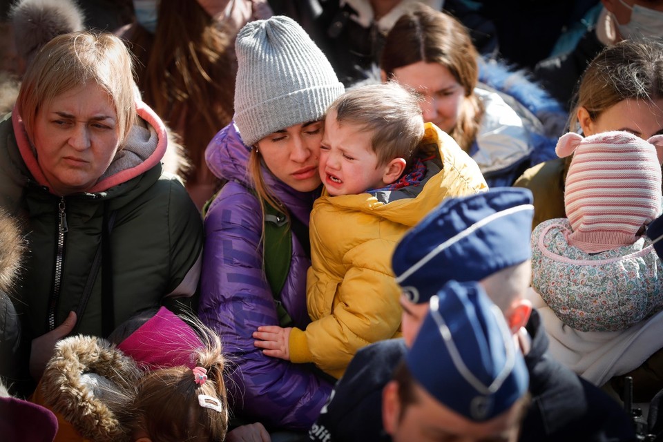 Oekraïense vluchtelingen in Brussel.  
