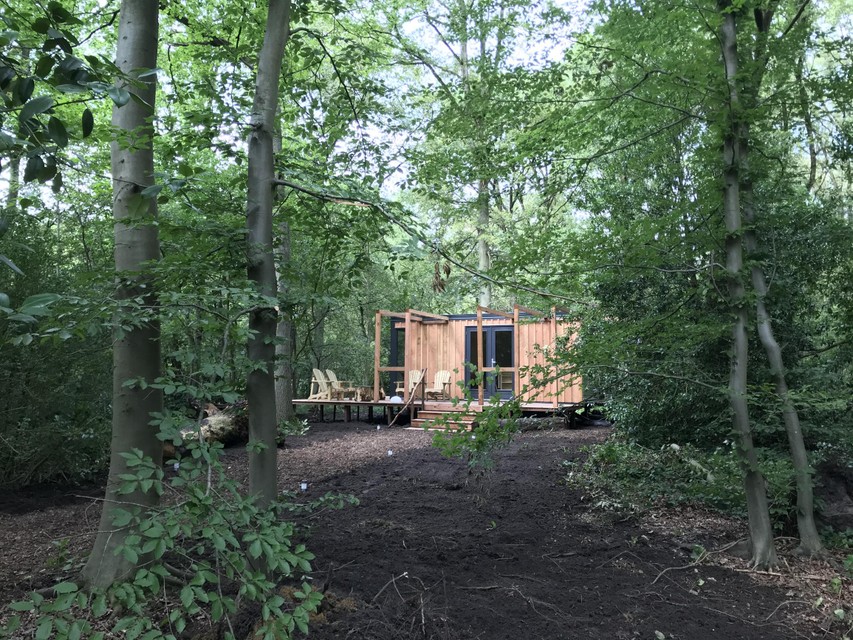 De boscabin. Elk logeerplekje gaat op in de natuur en biedt voldoende privacy.