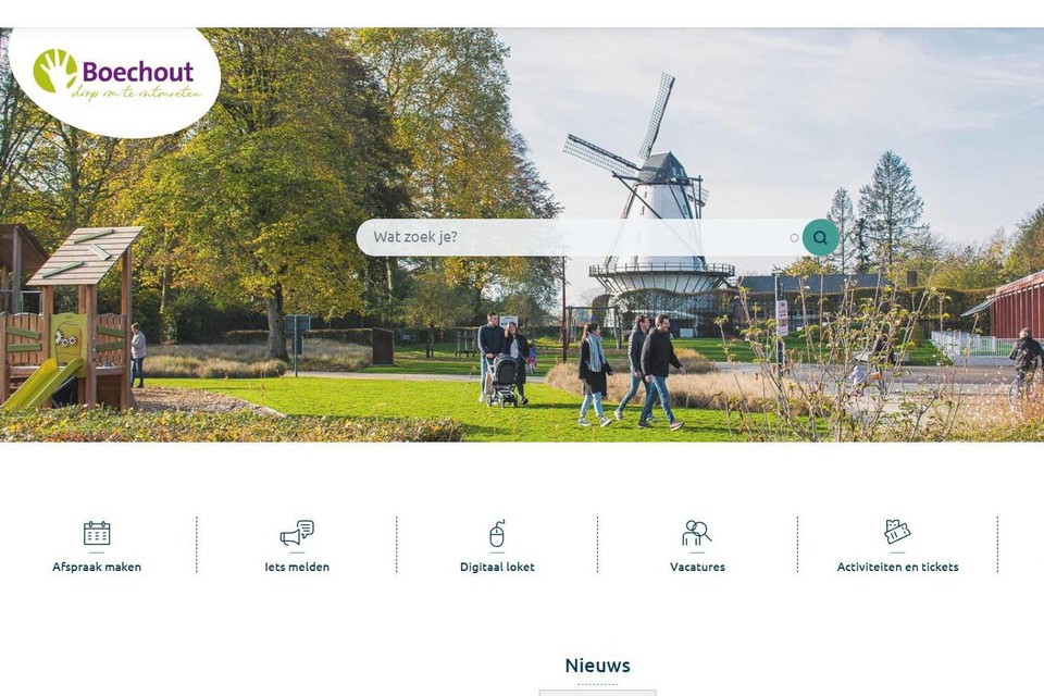 De molen krijgt een prominente plaats op de homepage. 