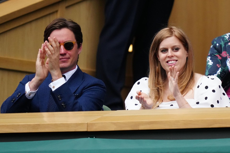 Prinses Beatrice en haar man Edoardo Mapelli Mozzi op Wimbledon.