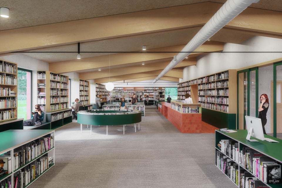 Een impressie van de nieuwe bibliotheek, een ontwerp van LAVA Architecten. 