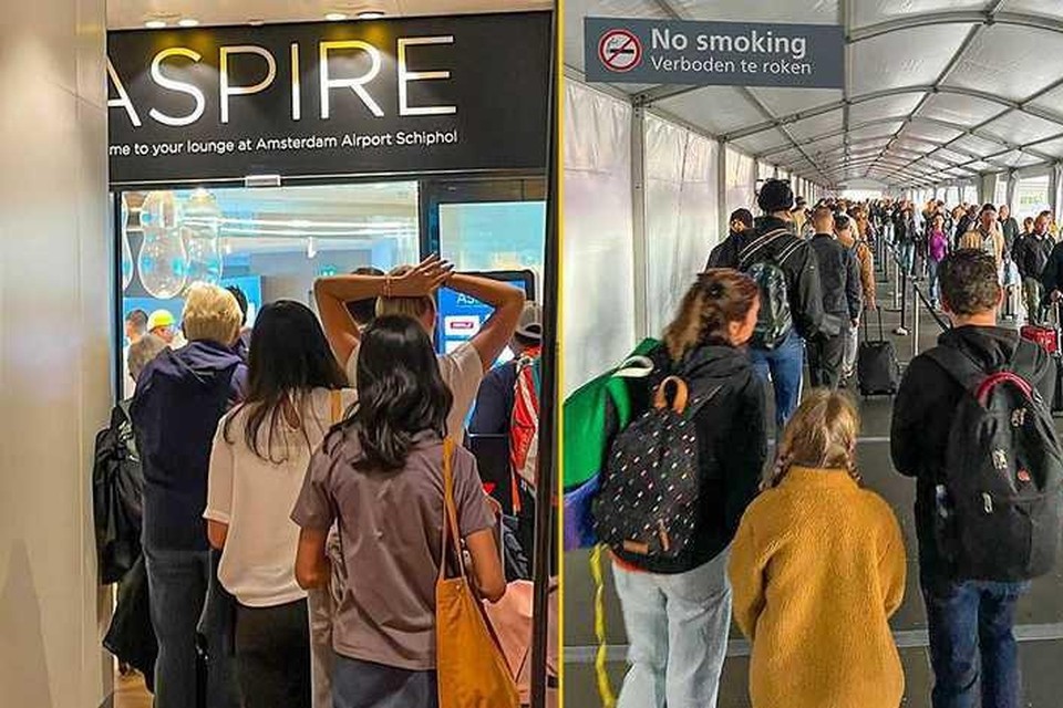 Zelfs voor de VIP Lounge (links) staan rijen.
