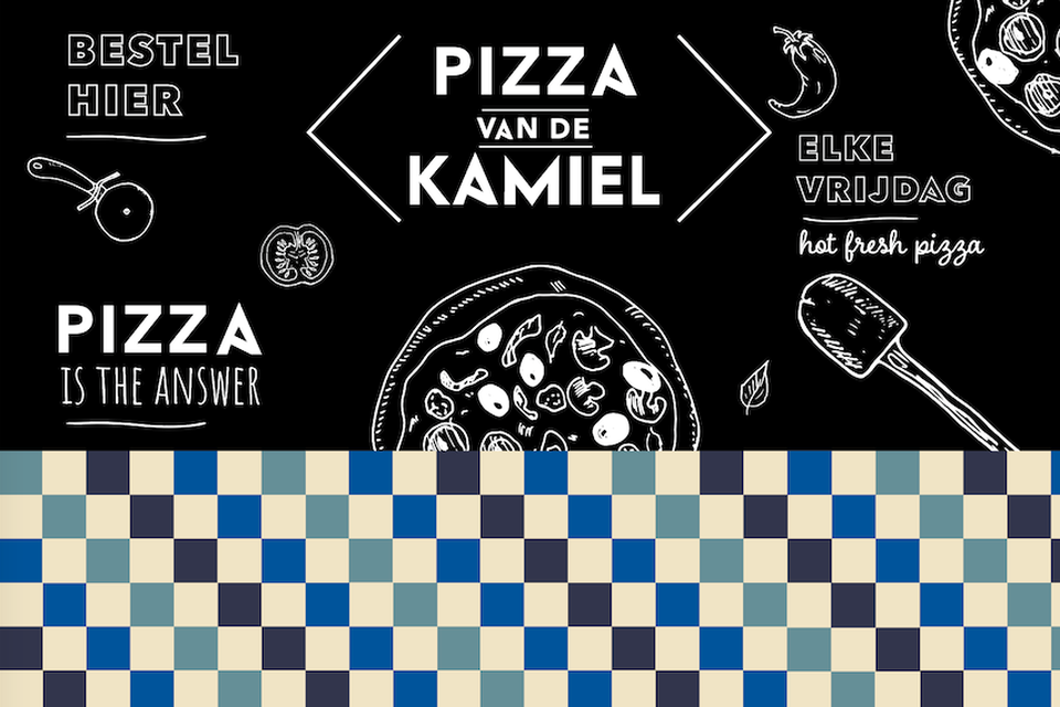 Banner van de ‘Pizza Shack’