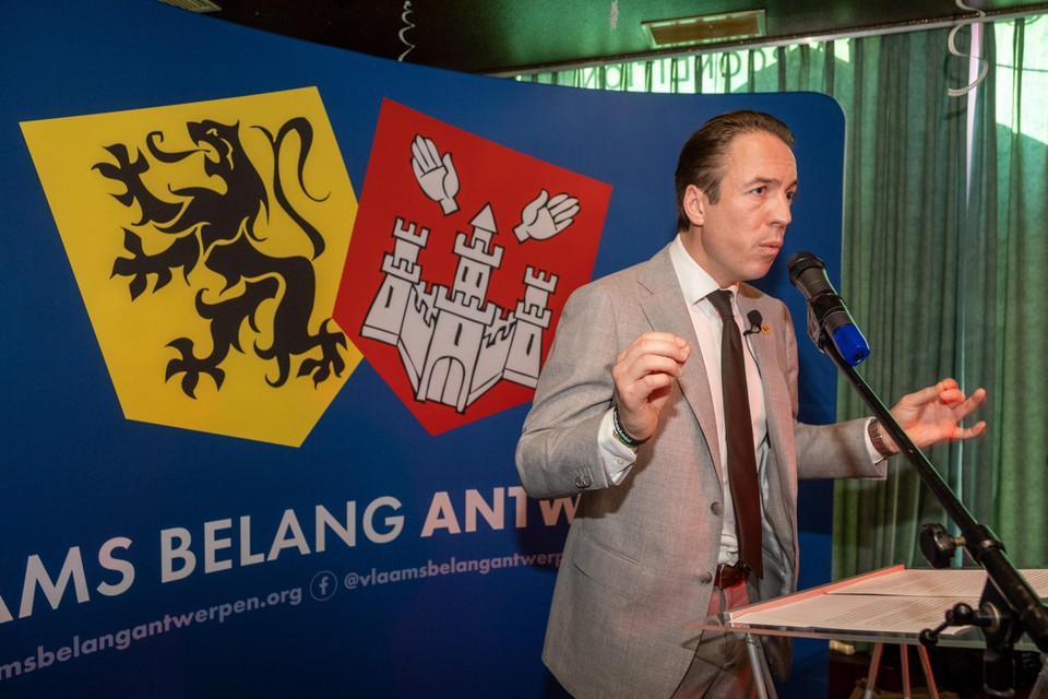 Sam Van Rooy, vorige maand op de nieuwjaarsreceptie van Vlaams Belang in Berchem.