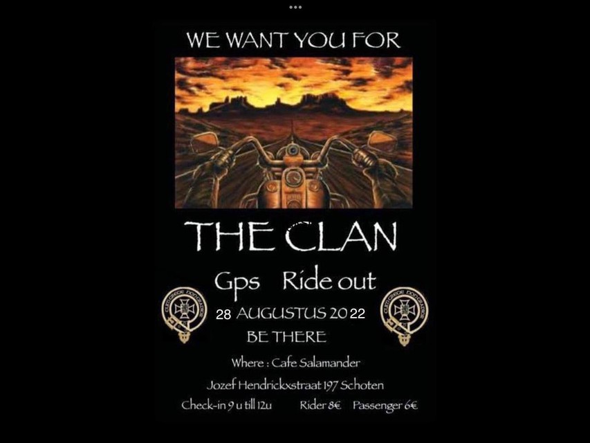 The Clan rijdt zondag 28 augustus uit van aan café De Salamander, maar vele plaats om de zware motoren te stallen zal er niet zijn. 