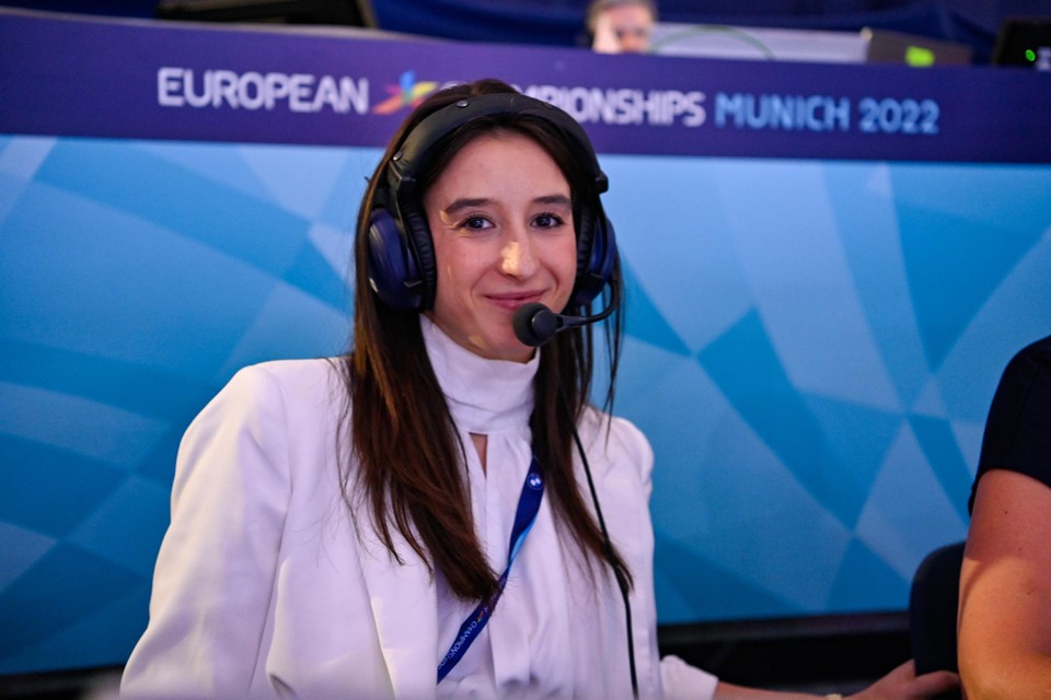 Nina Derwael sloeg het EK in München over, maar gaf wel co-commentaar voor tv. 