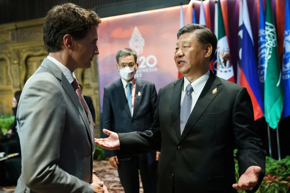 Xi Jinping had een eitje te pellen met de Canadese president Trudeau. 