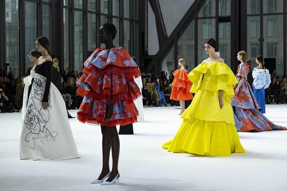 Een beeld uit de modeshow van Caroline Herrera in New York begin februari 2020.