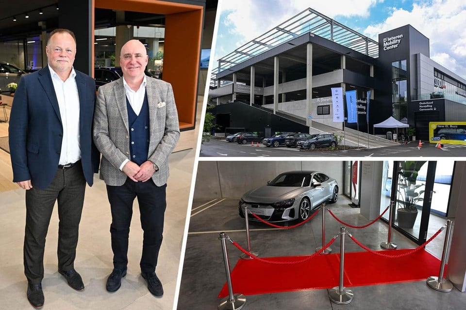 Het nieuwe centrum van D’Ieteren Mobility Company is gevestigd in de Groeningenlei in Kontich. Links: Jean-Pierre De Roeck en Didier Willems.