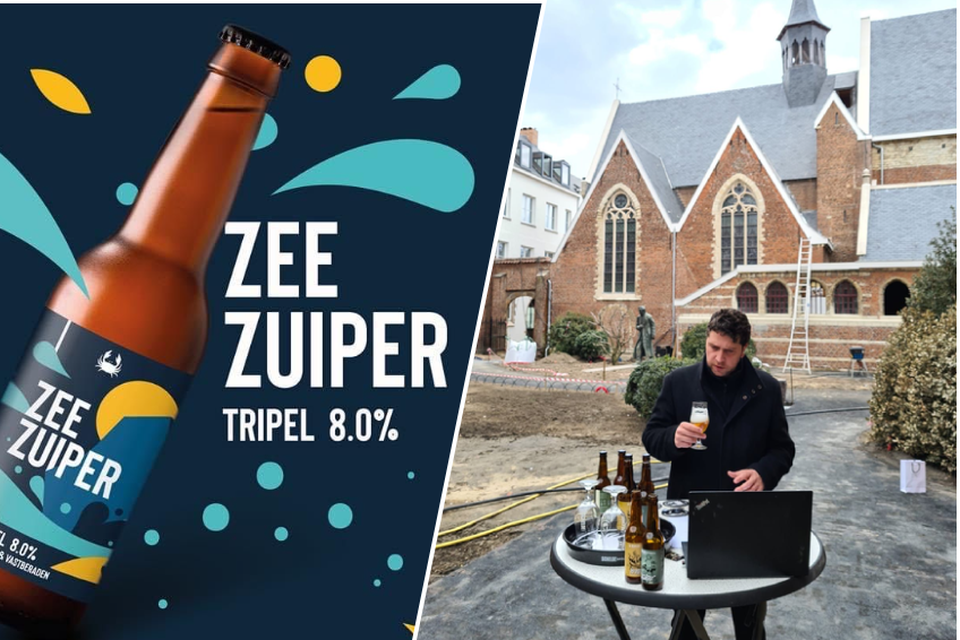 Links: de bieren van de Scheldebrouwerij kregen een make-over, zo ook de Zeezuiper, die onlangs tot derde beste tripel ter wereld verkozen werd. Rechts: Ruben Vandenberghe van de brouwerij aan het werk. 
