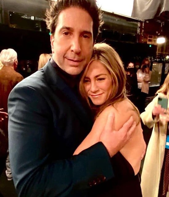 Schwimmer en Aniston tijdens de reünie. 