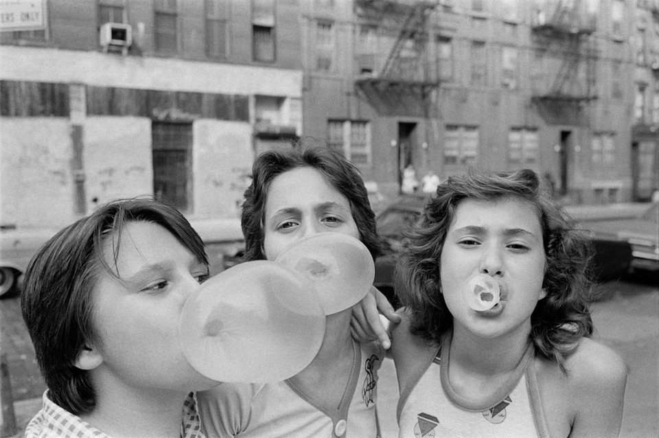 Carol, Jojo and Lisa hanging out on Broome  Street, New York, 1976.