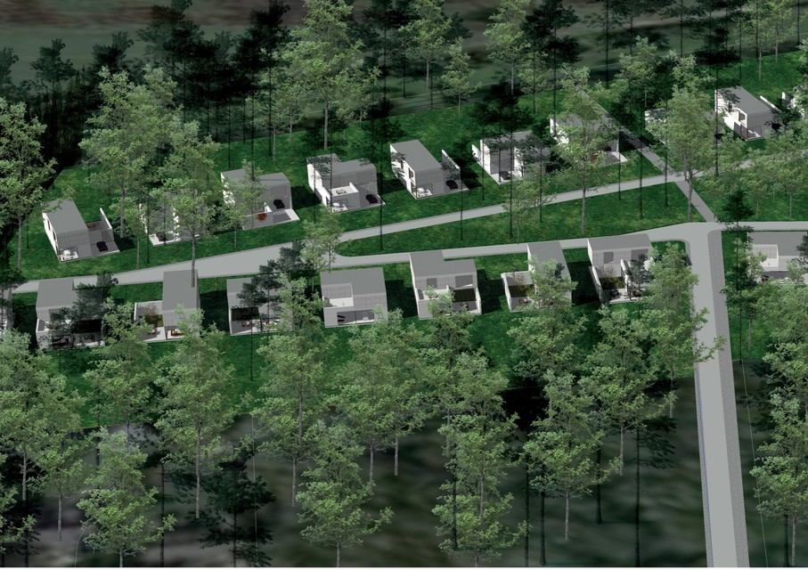 Een overzichtsbeeld van de ‘oude’ verkaveling met 34 woningen. Volgens de indieners met veel groen tussen de huizen.