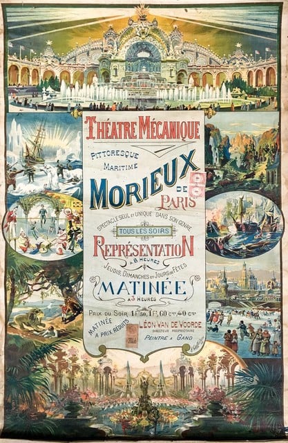 Een affiche van Théâtre Mécanique Morieux uit 1901 