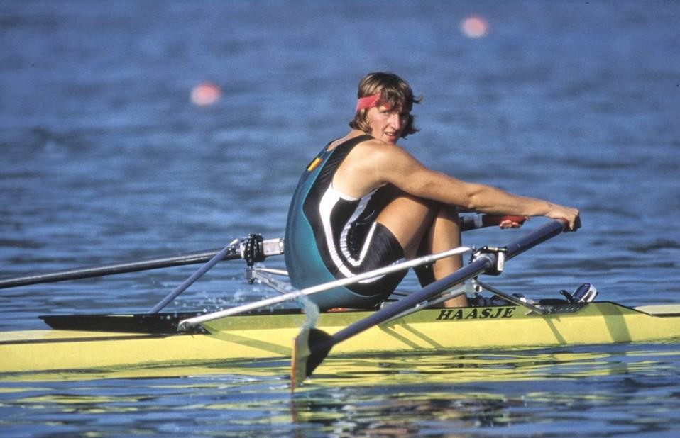 Annelies Bredael na haar medaillerace in Barcelona 1992.