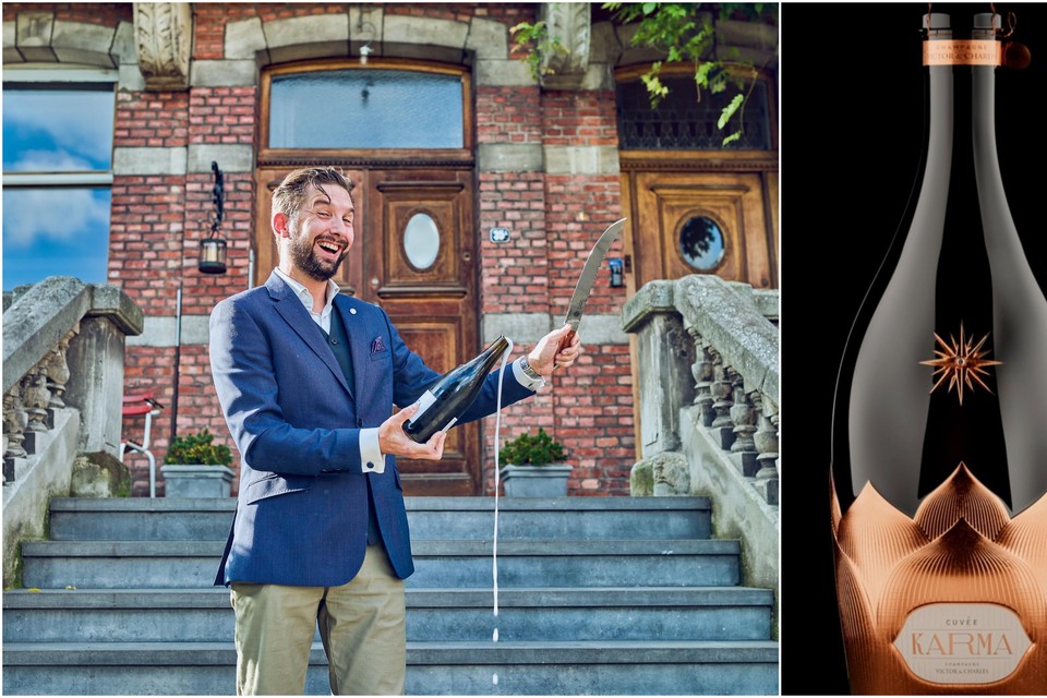 Filip Mertens van The Bubble Company. Rechts: de exclusieve fles.
