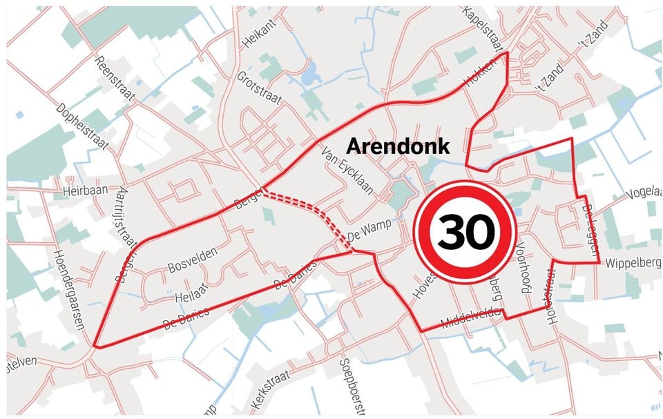 De initieel voorgestelde ‘superzone-30’ zou zowat alle straten omvatten tussen de ‘ring’, Daries en Middelvelden.