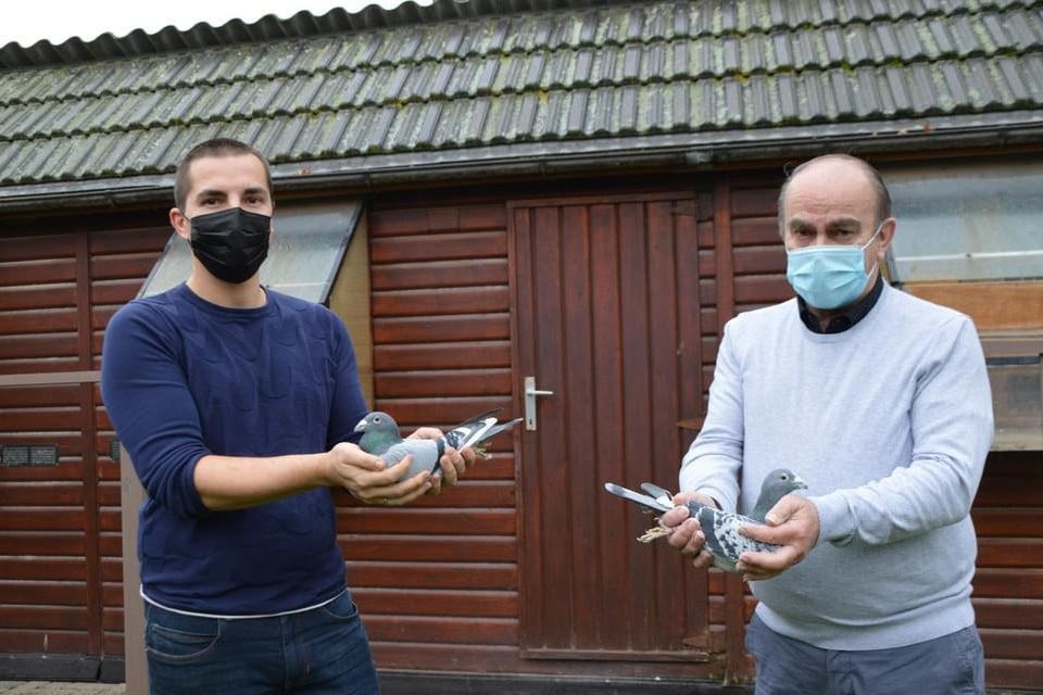 Jurgen en Ludo Mertens voor hun duiventil.