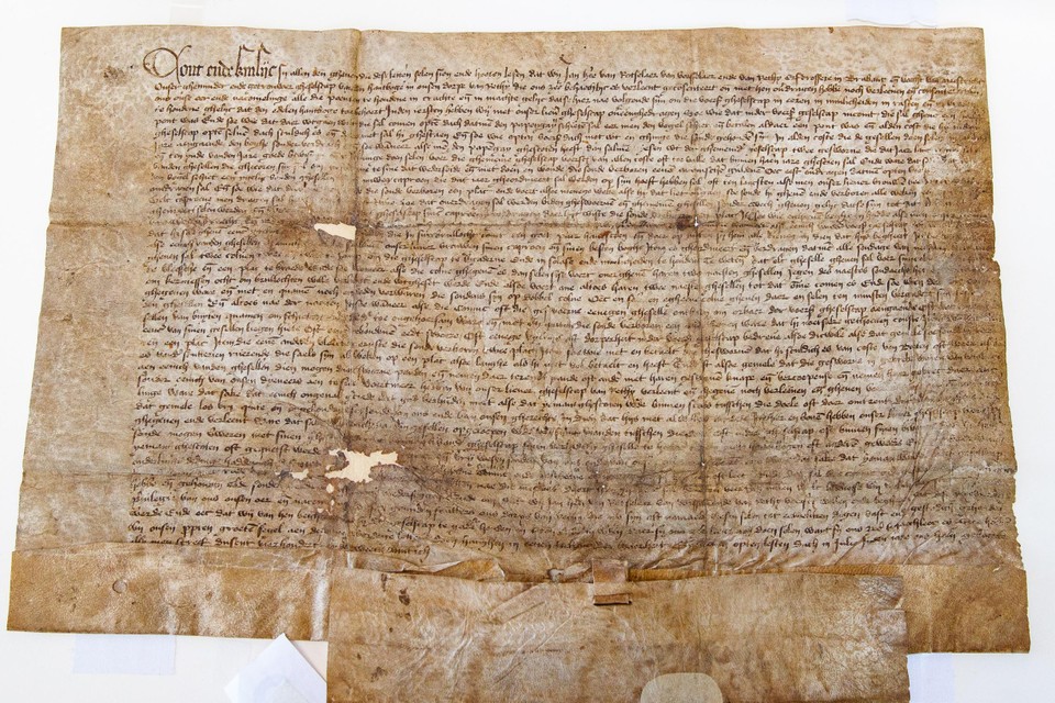 Het originele perkament, een dierenvel van 40 bij 25 centimeter, dateert uit 1422. 